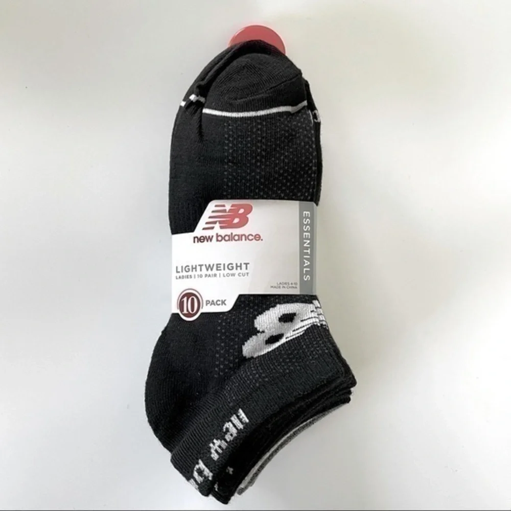 New Balance women’s low cut socks black gray white 10 pack size 4-10